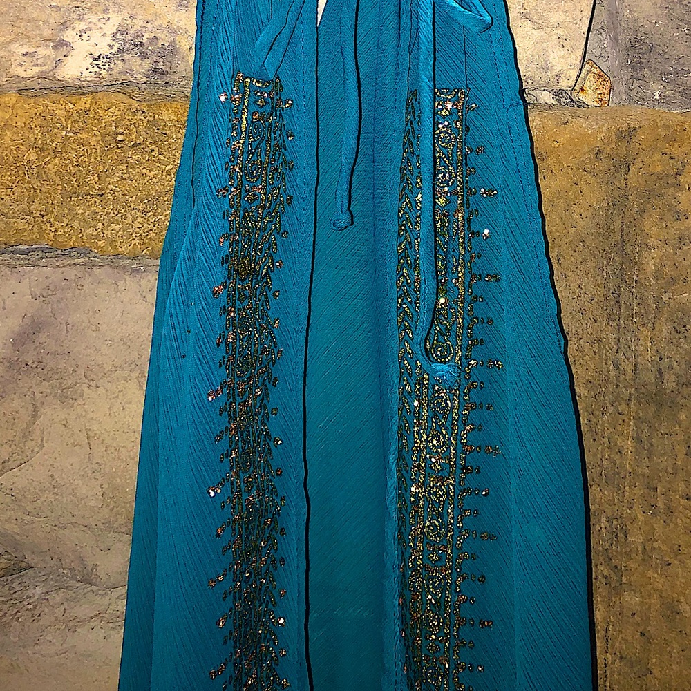 Gorgeous Glittered Open Front Emerald Tunic - image 5